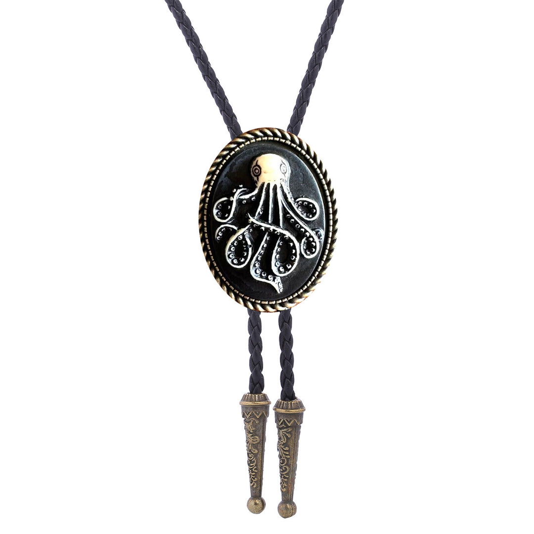 Dark Antique Octopus Pandant Bolo Tie - image 3