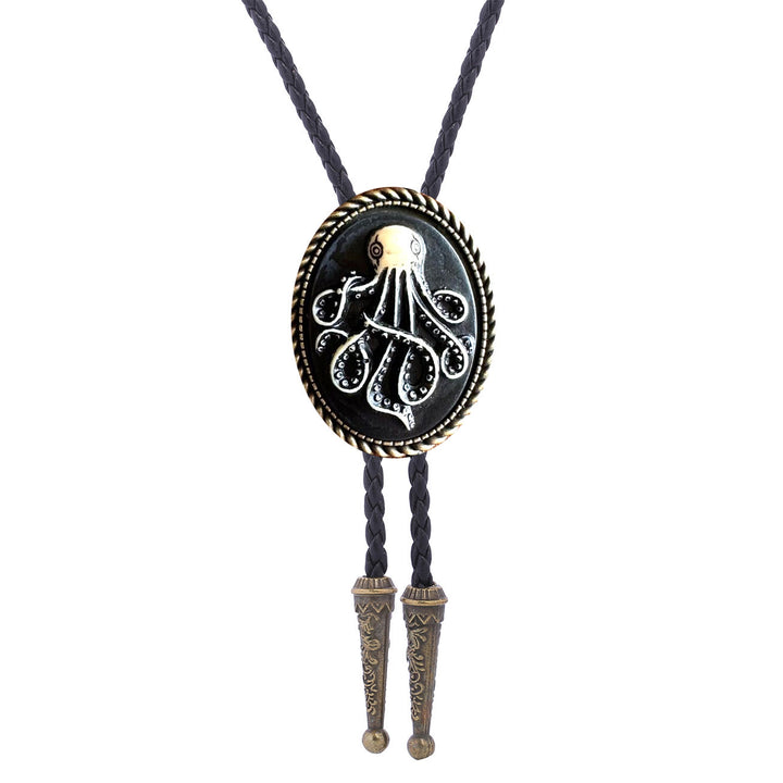 Dark Antique Octopus Pandant Bolo Tie - image 3