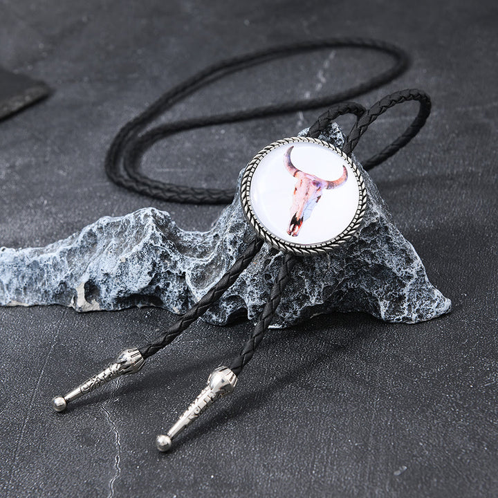 Western Icon Cowboy Knight Creative Bull Head Bolo Tie - Minimalist Steer Skull - image 4