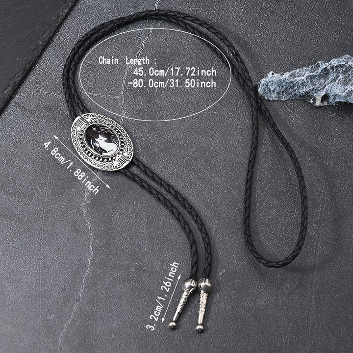 Night Scene Mystic Fox Western Bolo Tie - image 3
