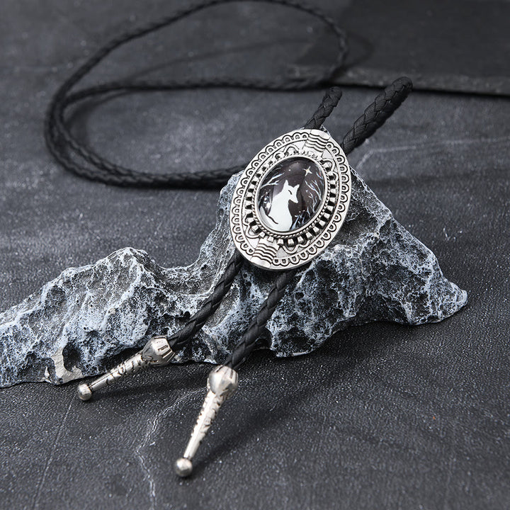 Night Scene Mystic Fox Western Bolo Tie - Black - image 0