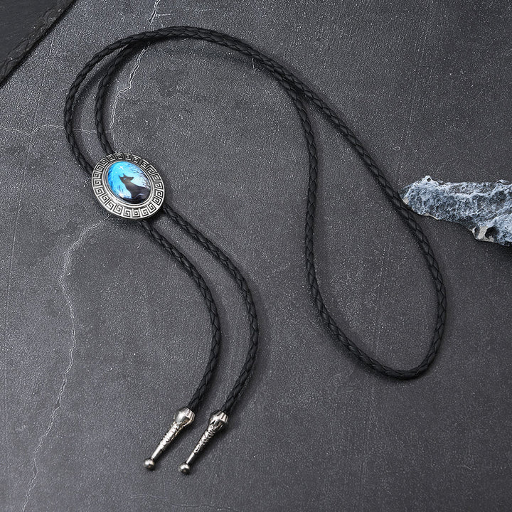 Night Scene Mystic Fox Western Bolo Tie - image 6