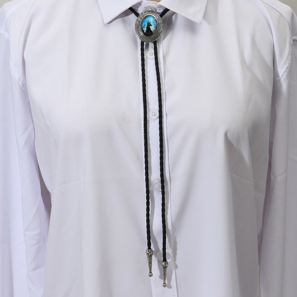 Night Scene Mystic Fox Western Bolo Tie - image 5