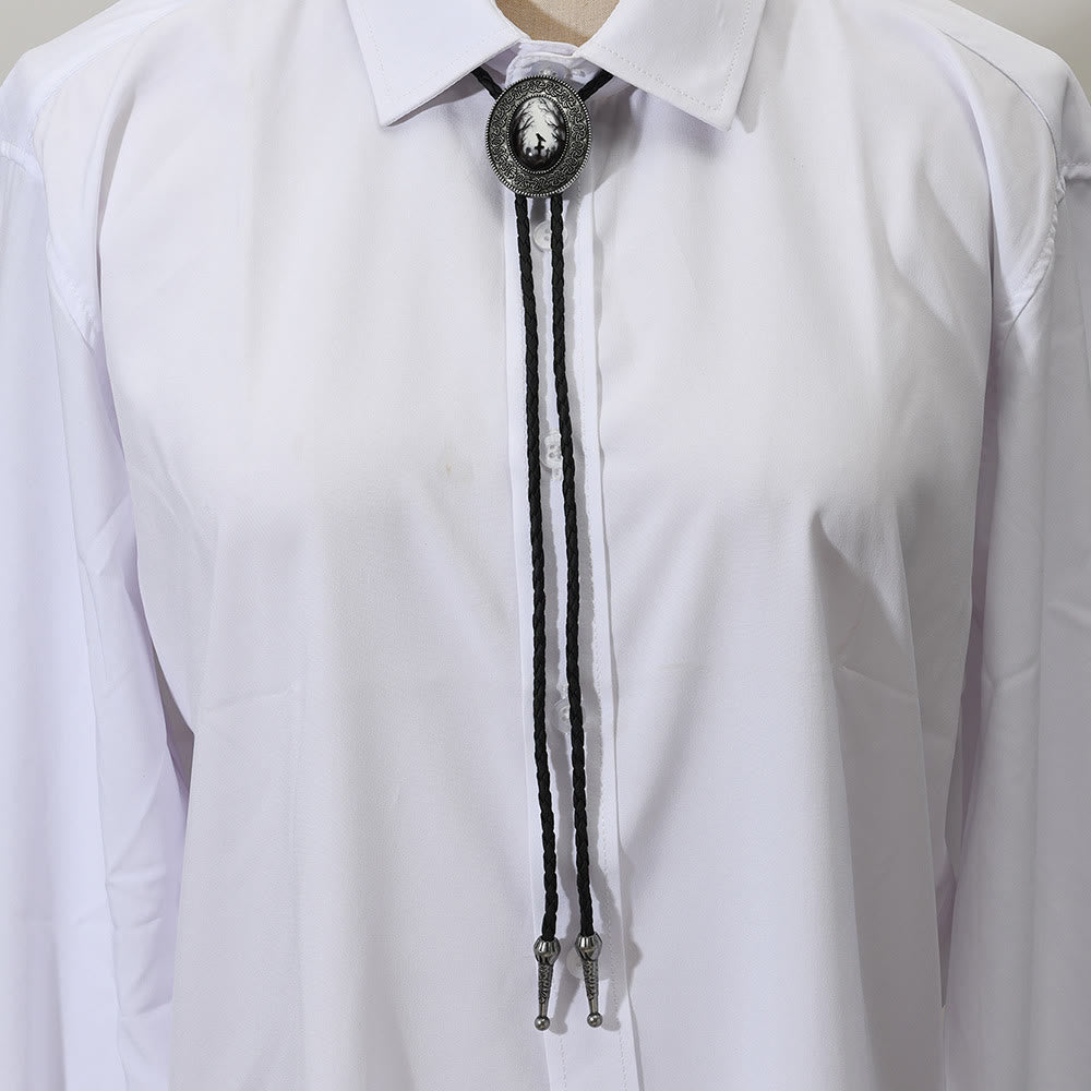 Gothic Raven Pattern Western Pendant Bolo Tie - image 5