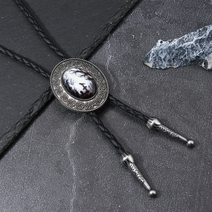 Gothic Raven Pattern Western Pendant Bolo Tie - image 6