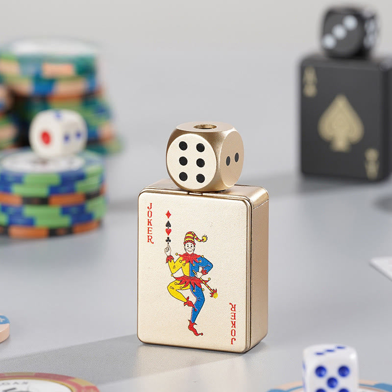 Rotating Dice PokerShape Refillable Butane Lighter - Gold Joker - image 11