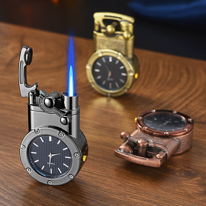 Retro Rocker Arm Inflatable Butane Lighter With Clock - image 0
