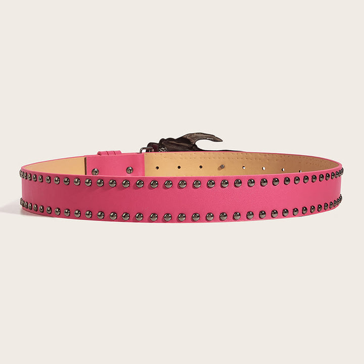Gothic Skeleton Claw & Skull Studded Leather Belt - image 11