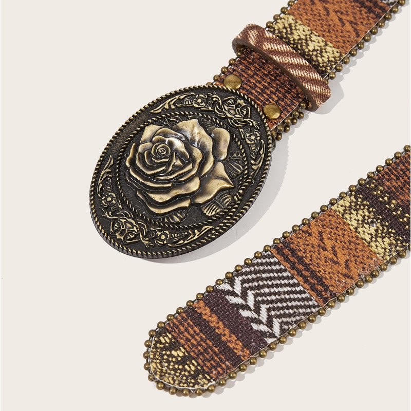 Western Romantic Rose Oval Buckle Braided Belt - image 3