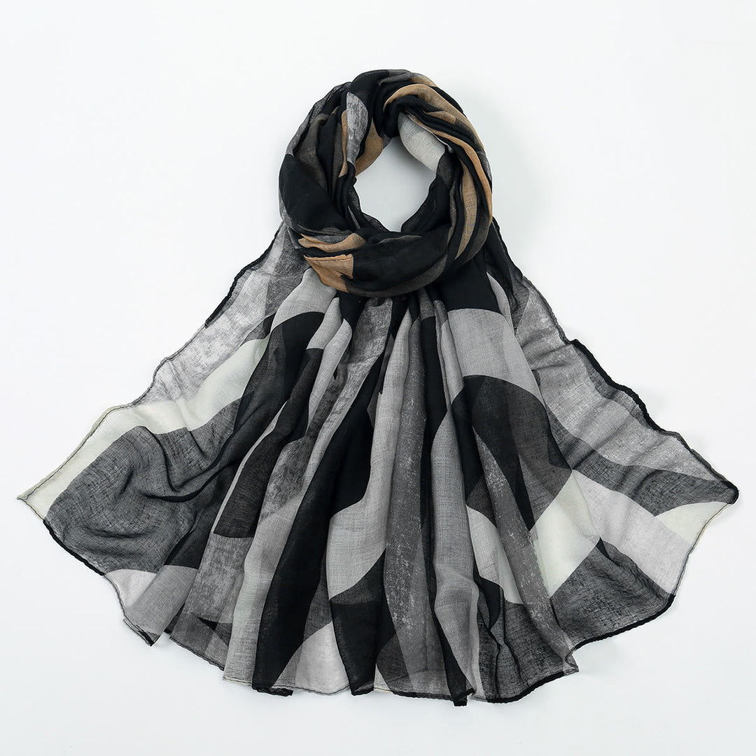 Women's Multi-color Summer Thin Sunscreen Shawl Scarf - Black - image 2