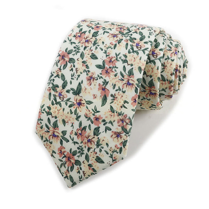 Men's Vintage Elegant Floral Printed Cotton Necktie - Style #16 - image 16