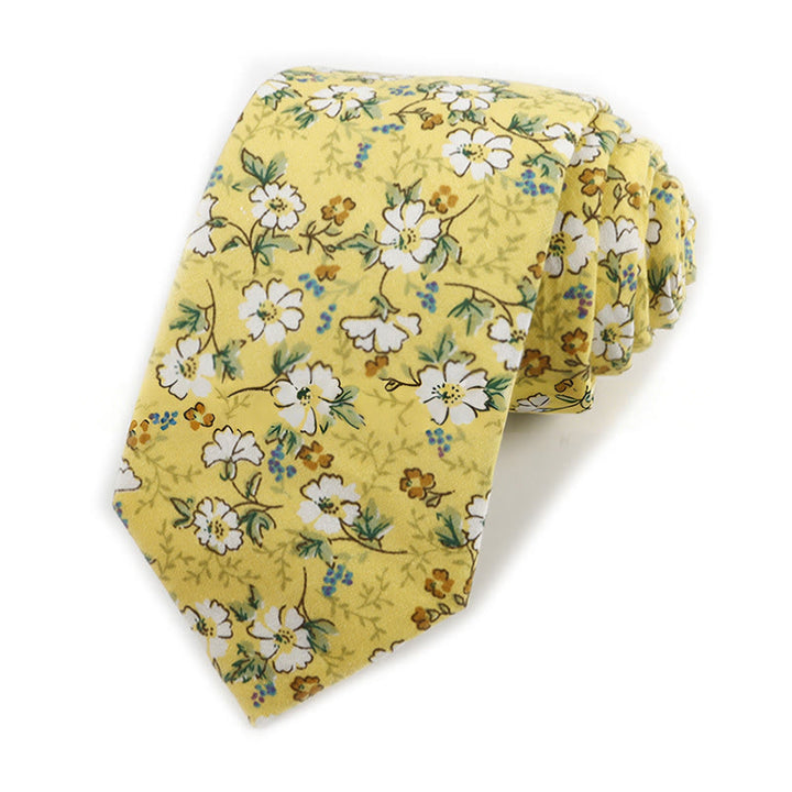 Men's Vintage Elegant Floral Printed Cotton Necktie - Style #17 - image 17