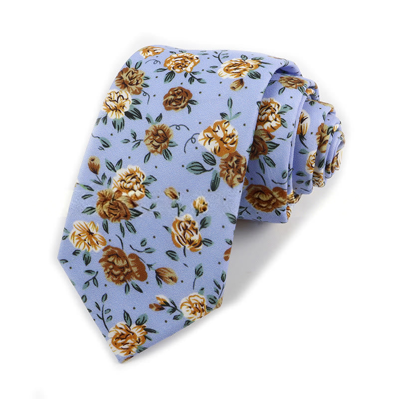 Men's Vintage Elegant Floral Printed Cotton Necktie - Style #8 - image 8