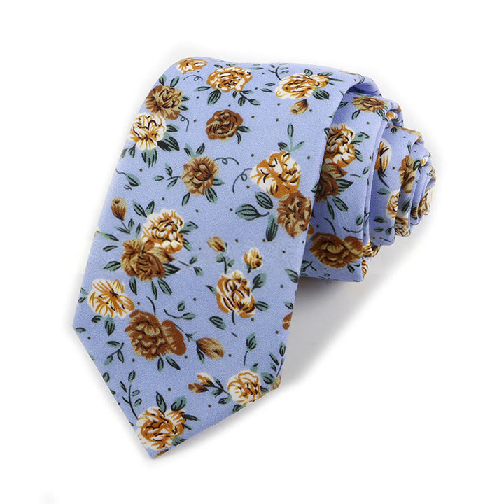Men's Vintage Elegant Floral Printed Cotton Necktie - Style #8 - image 8