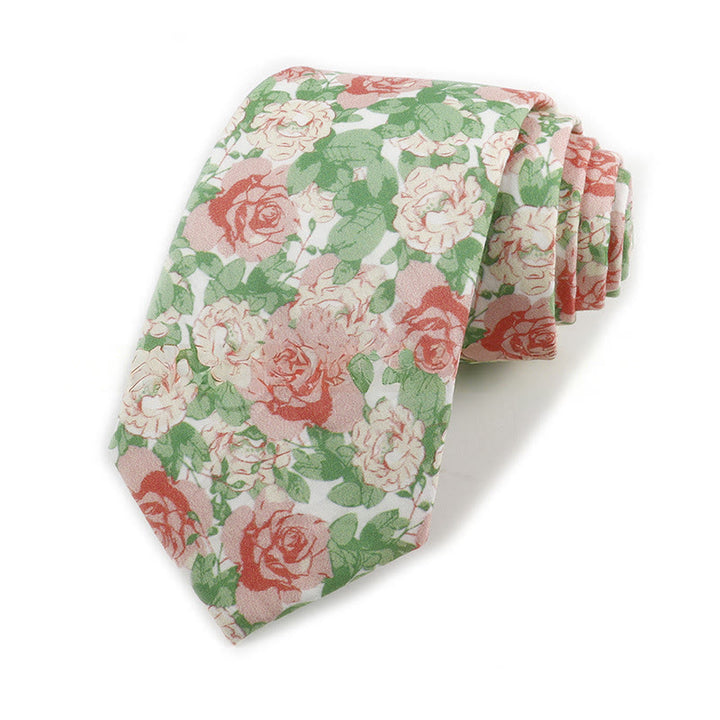 Men's Vintage Elegant Floral Printed Cotton Necktie - Style #10 - image 10