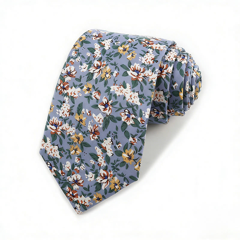 Men's Vintage Elegant Floral Printed Cotton Necktie - Style #4 - image 4