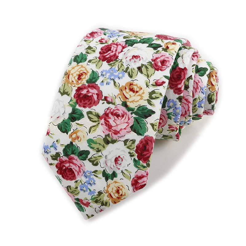 Men's Vintage Elegant Floral Printed Cotton Necktie - Style #9 - image 9