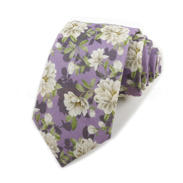 Men's Vintage Elegant Floral Printed Cotton Necktie - Style #6 - image 6