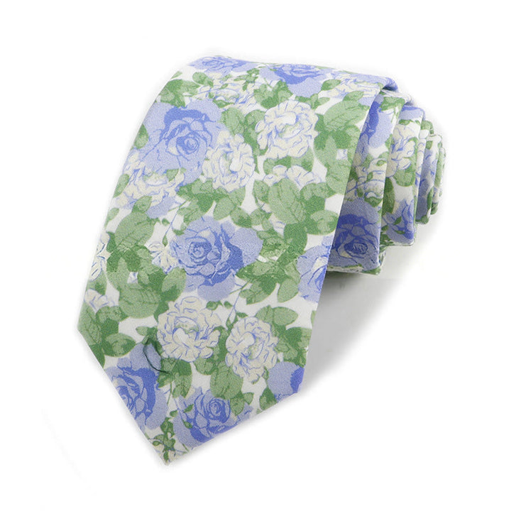 Men's Vintage Elegant Floral Printed Cotton Necktie - Style #5 - image 5