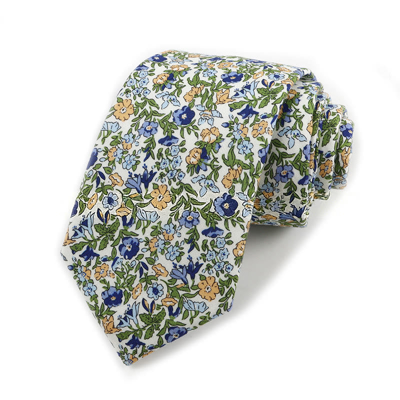 Men's Vintage Elegant Floral Printed Cotton Necktie - Style #3 - image 3
