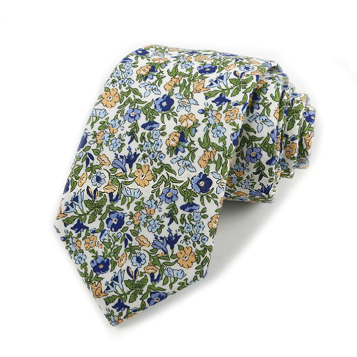 Men's Vintage Elegant Floral Printed Cotton Necktie - Style #3 - image 3