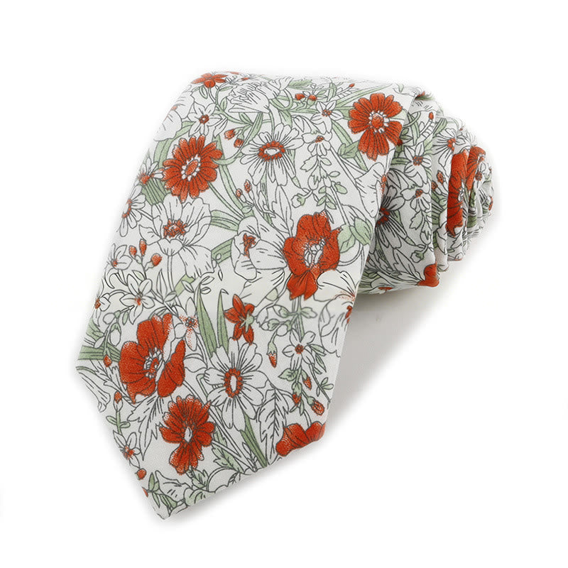 Men's Vintage Elegant Floral Printed Cotton Necktie - Style #11 - image 11