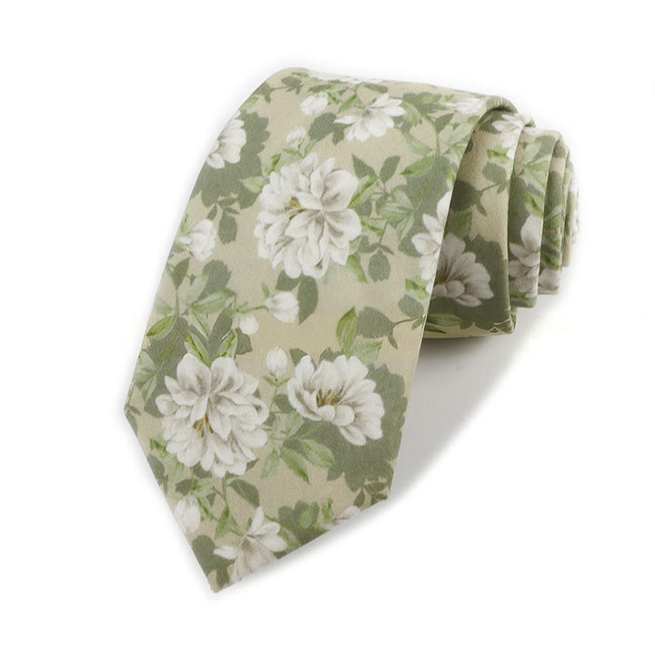 Men's Vintage Elegant Floral Printed Cotton Necktie - Style #12 - image 12