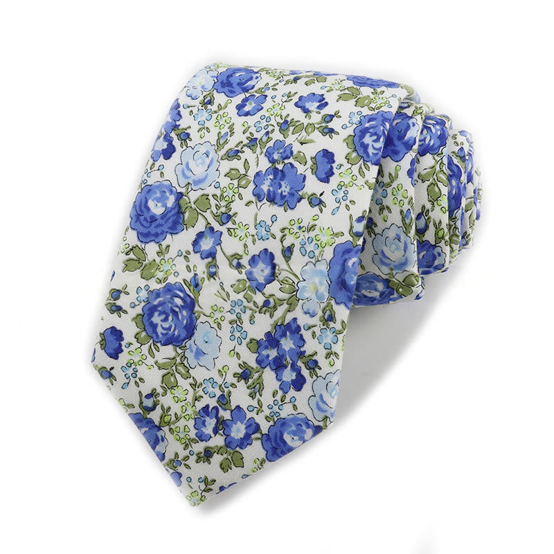 Men's Vintage Elegant Floral Printed Cotton Necktie - Style #15 - image 15
