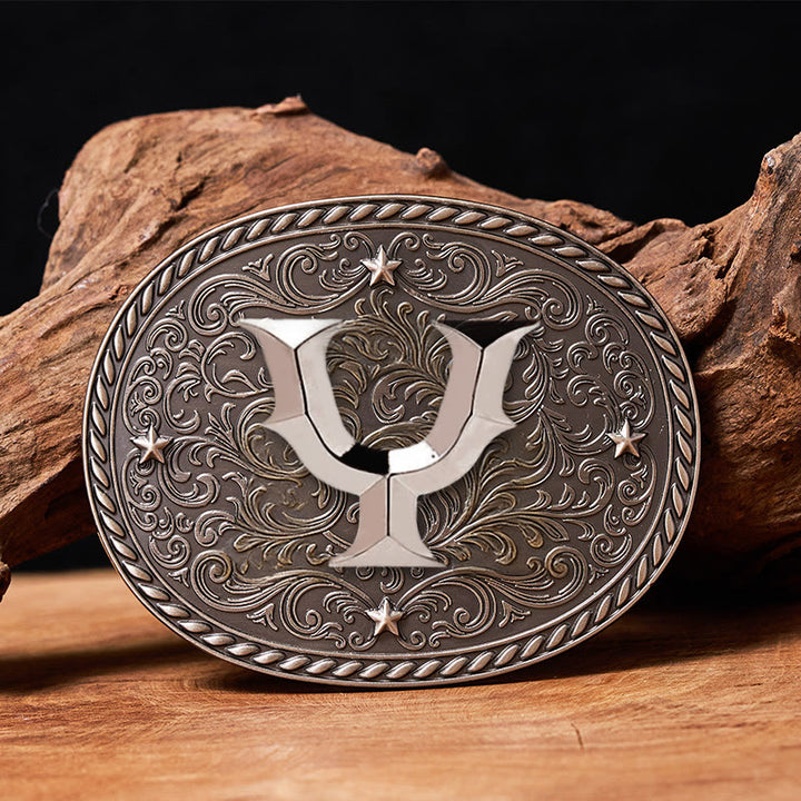Men's Timeless DIY Initial Letter Silver Buckle Leather Belt - Y - Without Belt - image 26
