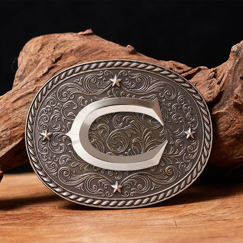 Men's Timeless DIY Initial Letter Silver Buckle Leather Belt - C - Without Belt - image 5