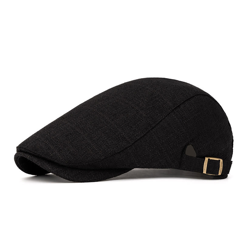Summer Retro Woven Texture Adjustable Beret Hat - Black - Adjustable(22"-24") - image 7