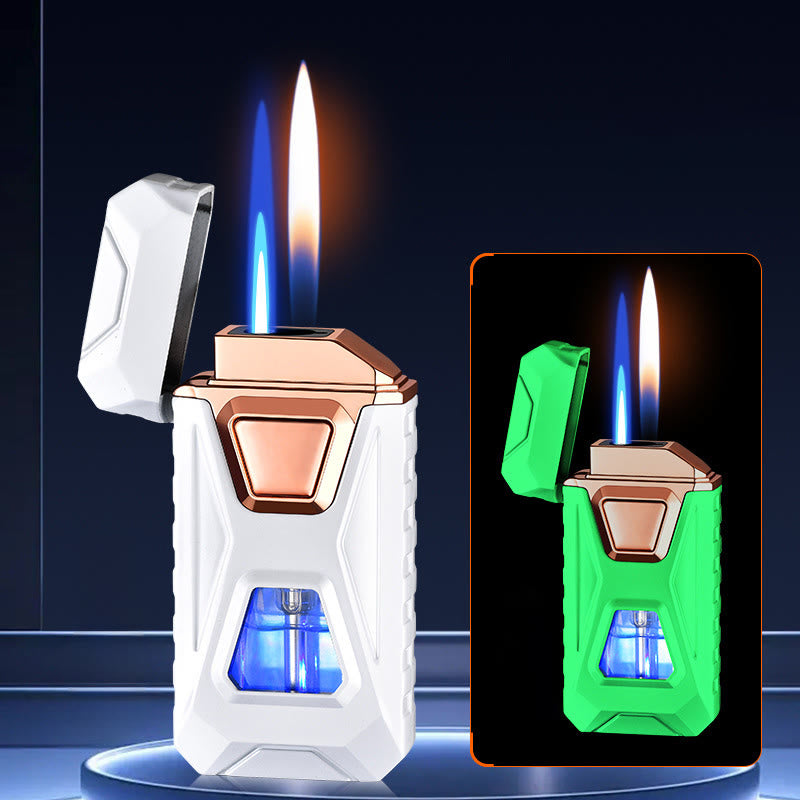 Four Ignition Methods Intelligent Dual Flame Charging & Inflatable Lighter - White(noctilucent) - image 6