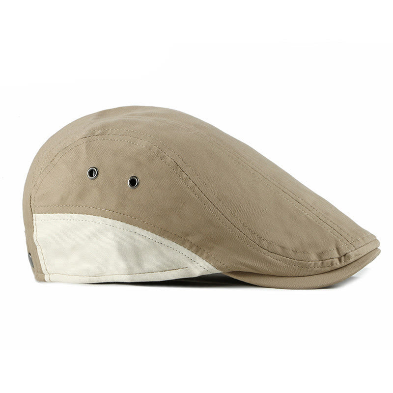 Summer Casual Contrast Panel Breathable Beret Hat - image 2