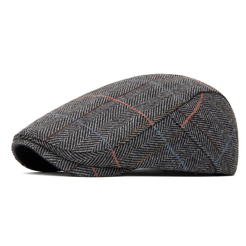 Summer Lightweight Checkered Beret Hat - Grey - Adjustable(22"-24") - image 5