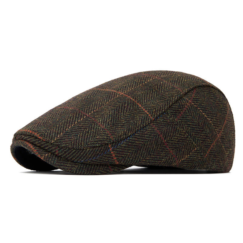 Summer Lightweight Checkered Beret Hat - Khaki - Adjustable(22"-24") - image 7