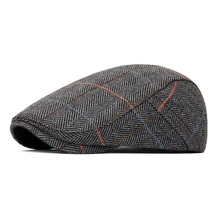 Summer Lightweight Checkered Beret Hat - Grey - Adjustable(22"-24") - image 5