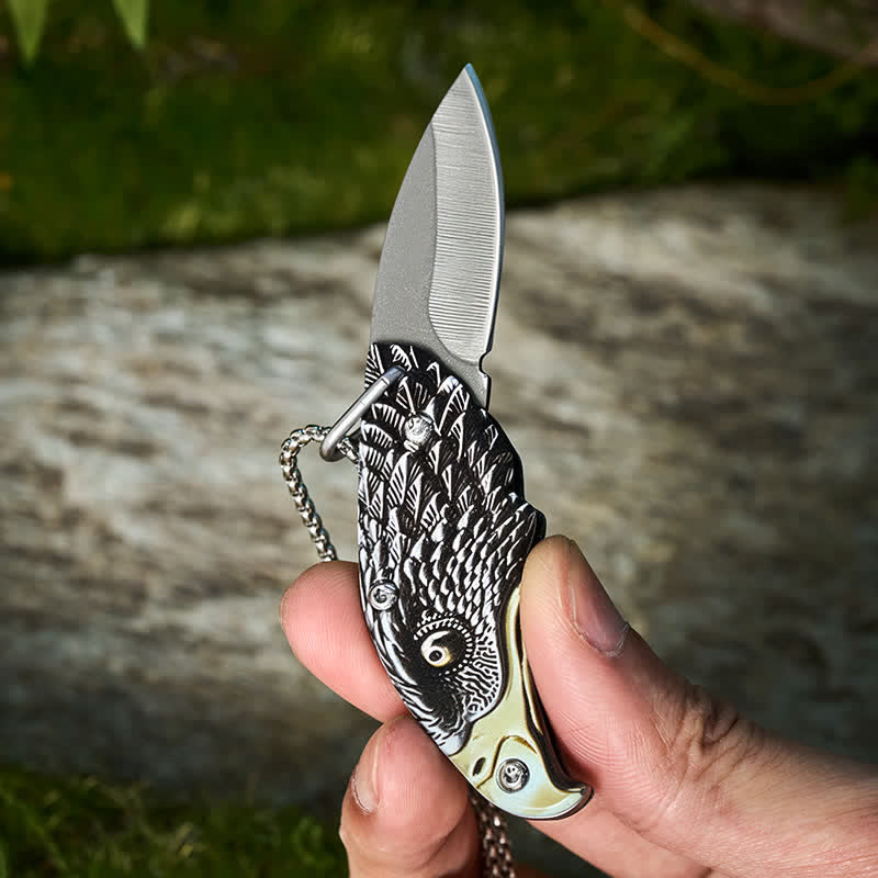 Eagle & Claw Feather Mini Tool Folding Knife Necklace - image 3