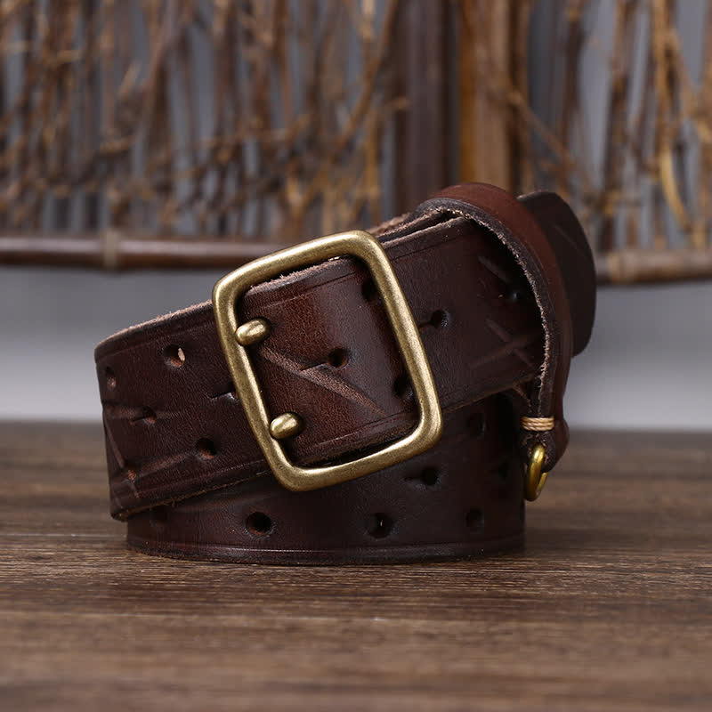 Rugged Style Double Prong Workwear Leather Belt - image 4