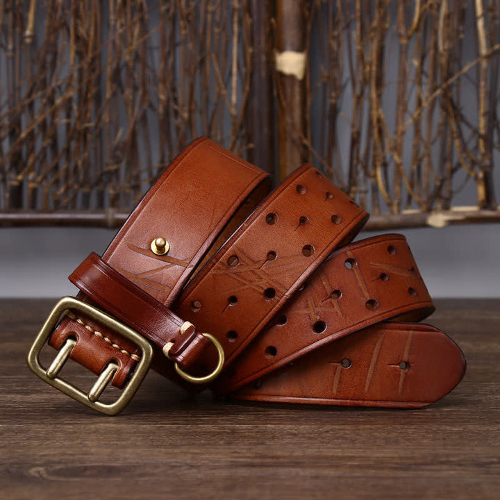 Rugged Style Double Prong Workwear Leather Belt - image 10
