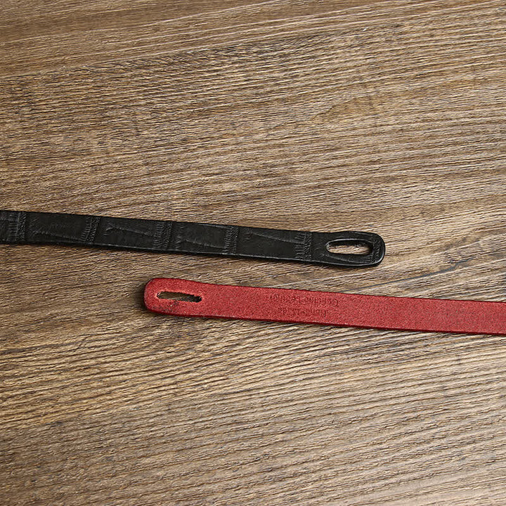 Women's Hand-Tied Crocodile-Embossed Leather Knot Belt - image 2