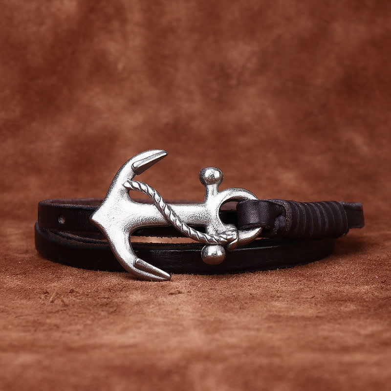 Women's Nautical Anchor Vintage Buckle Narrow Leather Belt - image 9