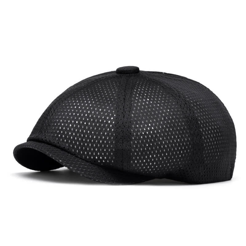 Timeless Solid Color Breathable Mesh Summer Beret Hat - Black - M (22"-22 7/8") - image 8