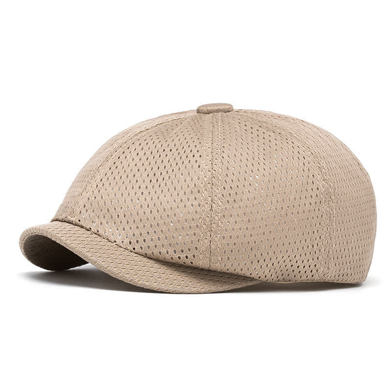 Timeless Solid Color Breathable Mesh Summer Beret Hat - Khaki - M (22"-22 7/8") - image 0