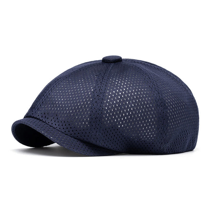 Timeless Solid Color Breathable Mesh Summer Beret Hat - Navy - M (22"-22 7/8") - image 9