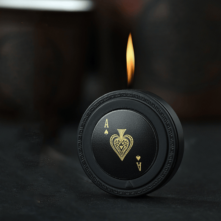 Creative Poker Spade A Round Butane Lighter - Black - image 0