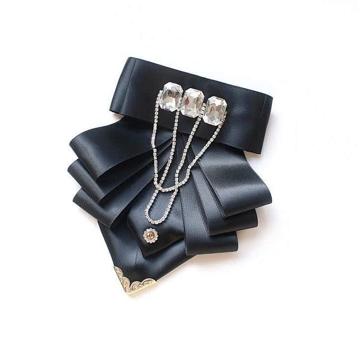 3pcs Exaggerated Rhinestone Flower Corsage Bow Tie Set - image 2
