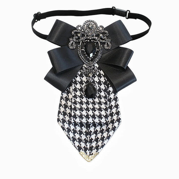 Women's Ornate Crystal & Houndstooth Pattern Necktie - image 1