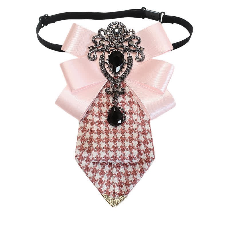 Women's Ornate Crystal & Houndstooth Pattern Necktie - image 5