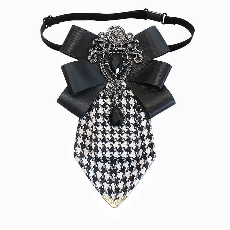 Women's Ornate Crystal & Houndstooth Pattern Necktie - image 1