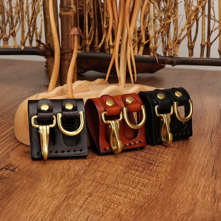 Heavy Duty Clip D-Ring Belt Loop Leather Key Holder - image 1